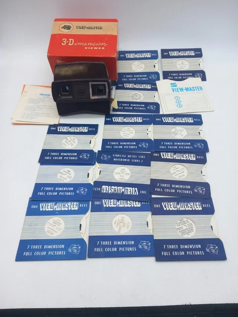 Viewmaster Model E VINTAGE VIEWMASTER 3D Stereo Viewer 1950's Brown Model E Boxed With ...