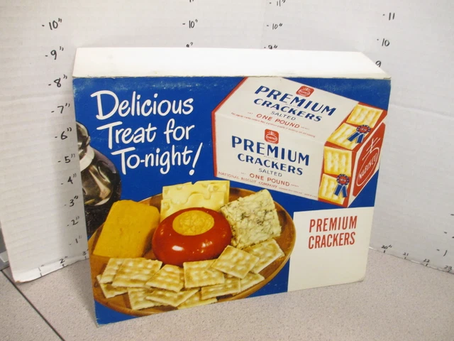 NABISCO 1940s grocery store display sign cheese snack tray PREMIUM CRACKERS