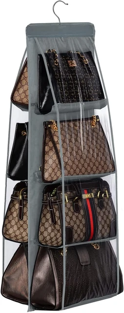 Organizer Appendibile Per Armadio - 4 Sacche Trasparenti, Per Camera, Ufficio O Porta, Nero - Foto 3