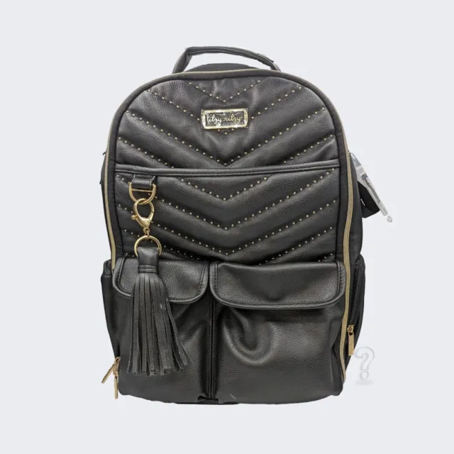 Itzy Ritzy Boss Backpack Diaper Bag in Black Vegan Leather
