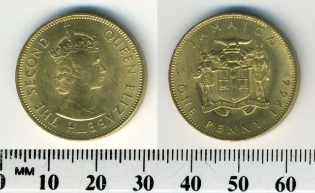 Jamaica 1966 - 1 Penny Nickel-Brass Coin - Queen Elizabeth II
