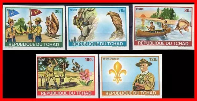 Chad 1972 Jungen Scouts + 5 Imperforat S/S SC# 257-59 C119 MNH Tieren,Vögel