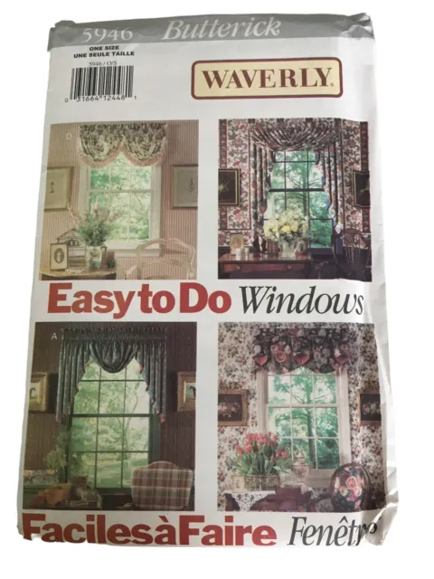 Butterick 5946 Sewing Pattern Valance Jabot Curtains Easy to Do Windows Waverly