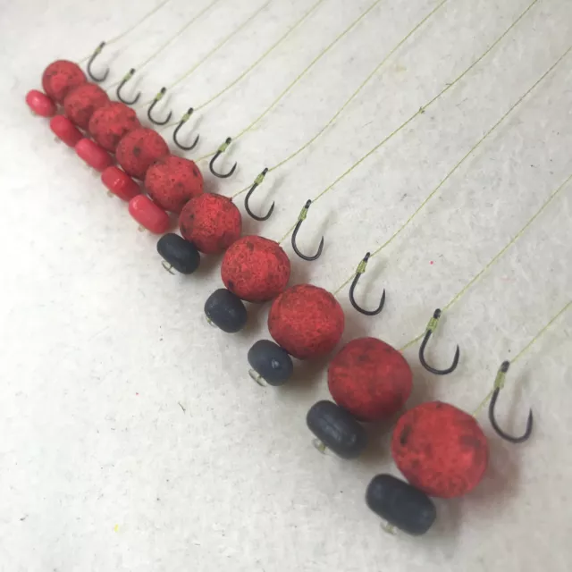 10 X HAIR RIGS LOADED WITH 14mm BLOODWORM OOZE DEVOUR BAITS POPUPS FLYNSCOTSMAN