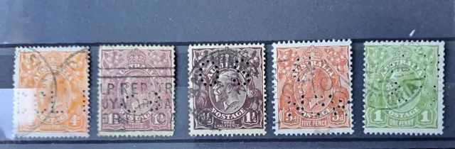 Australia Kings Perfins Stamps