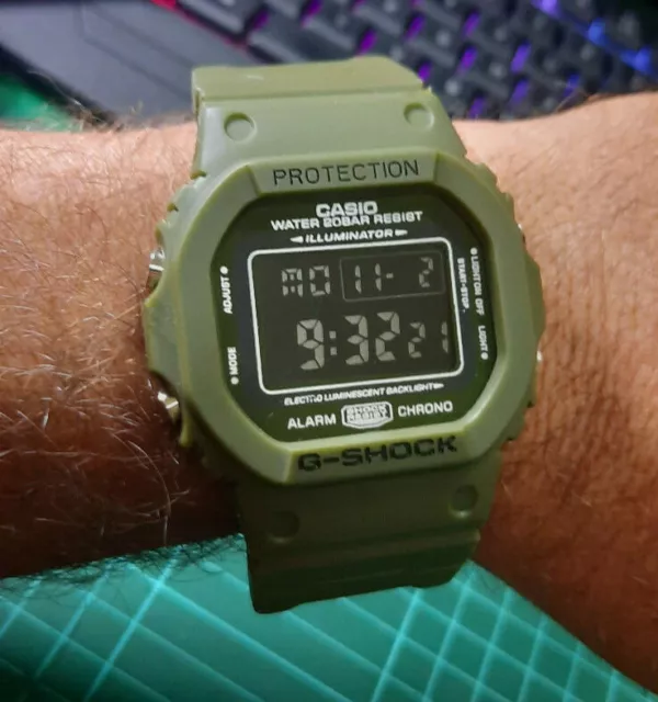 XL BIG SIZE G-Shock Casio Green Military Nato Strap Module SKMEI Illuminator 2