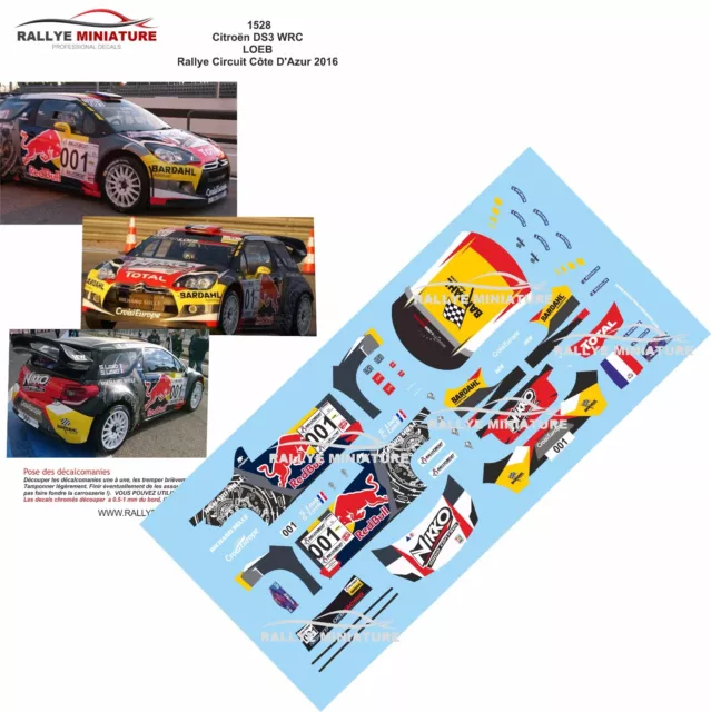 Decals 1/24 Ref 1528 Citroen Ds3 Wrc Sebastien Loeb Rallycircuit 2016 Rallye