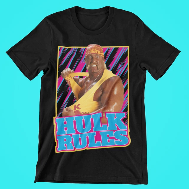 VTG WWF Hulk Hogan Hulkamania 80s T-Shirt – Gildan Yellow, Crew Neck, Short Sleeve S-3XL