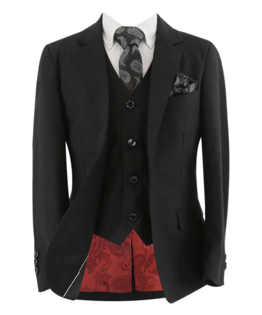 Page Boys Suit Black Tailored Fit Wedding Prom Funeral Set
