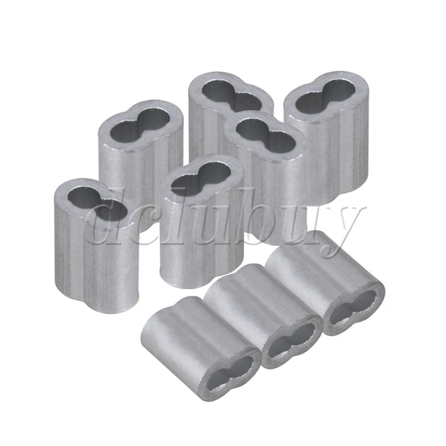 100-Pack Aluminum Oval Crimping Sleeves For 2.5mm Cable & Wire Rope – Silver Tone