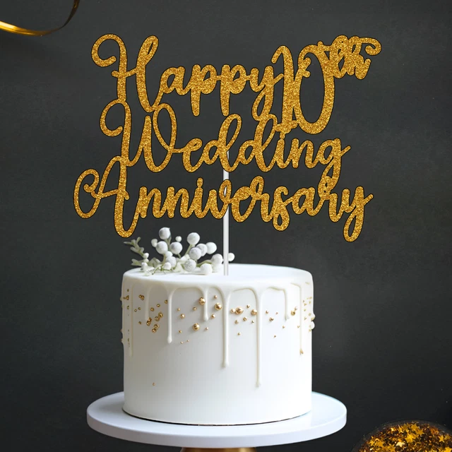 Happy 10th Birthday Topper Per Torta Con Glitter | Decorazione Compleanno Per Ragazzi E Ragazze | Set Con 1 Topper Torta E 8 Topper Per Cupcake (2 Ciao, 10, Dieci) - 4