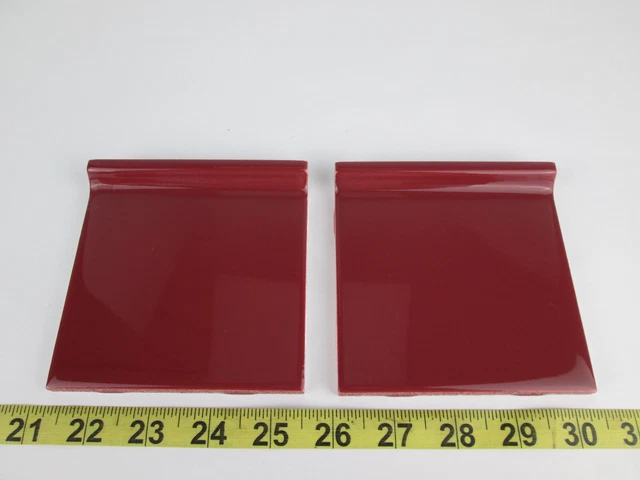 Lot of 2 New Old Stock Daltile Ceramic Tile Chianti (wine red) 4-1/4" Cove Base