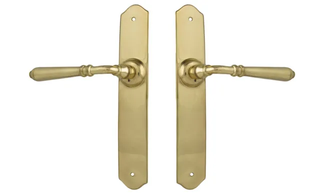 Door Levers Pair-Reims-Polished Solid Brass-Forged-Tradco-French Provincial