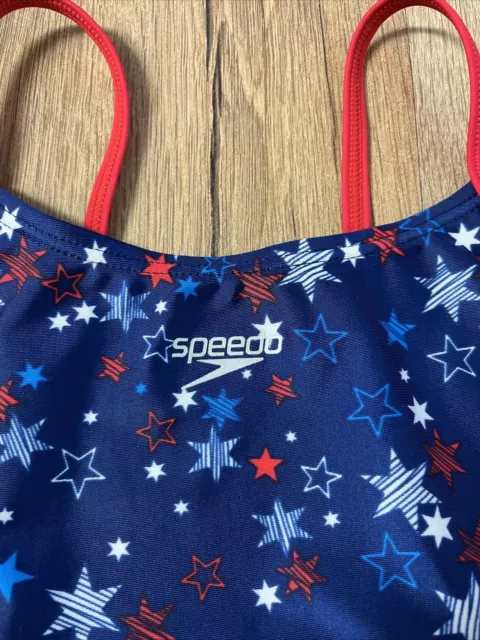 Speedo Girls Swimwear Tankini Top Size 12 Red White Blue Star Pattern Lined 2