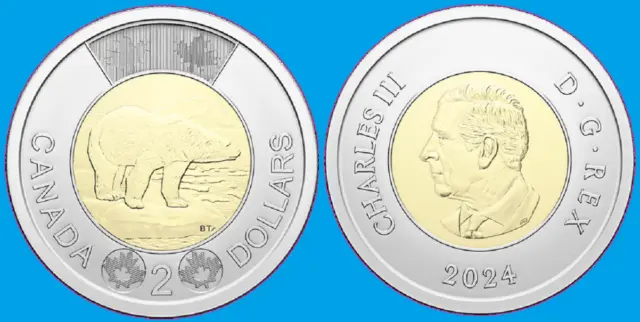 2024 Canada Two Dollar Toonie Coin. Polar Bear Mint UNC $2 (RJ)