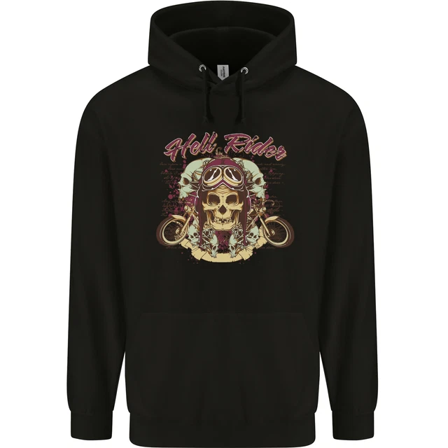 Felpa con cappuccio Hell Riders moto biker uomo 80% cotone