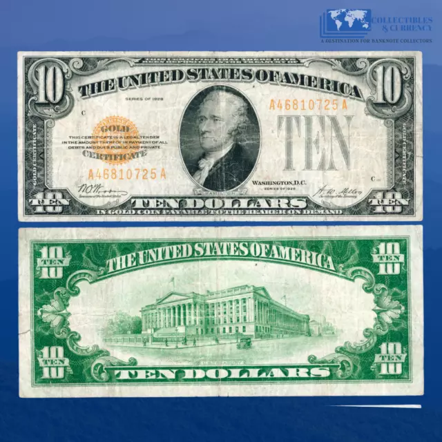 Fr.2400 1928 $10 Ten Dollars Gold Certificate, Gold Seal, VF #10725