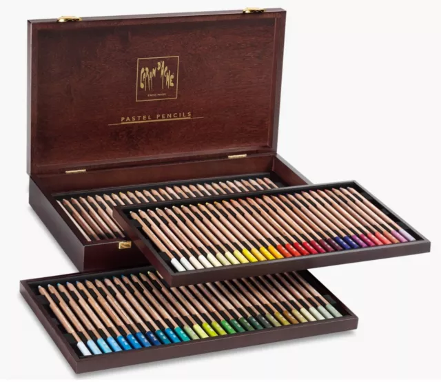 Caran Dache 84 Extra Fine Dry Pastel Pencils Wooden Box Gift Artist Sketch Set