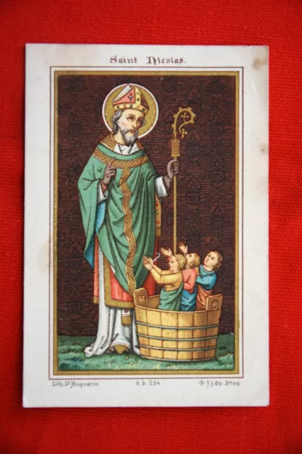 Saint Nicolas image pieuse 1890 litho St Augustin Bruges santini holy card n°254