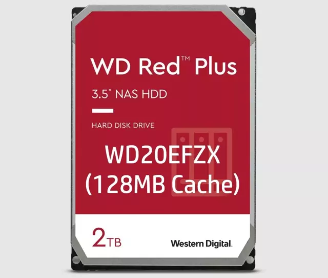 2TB WD RED PLUS WD20EFPX (64MB Cache) NAS Hard Drive, 3.5