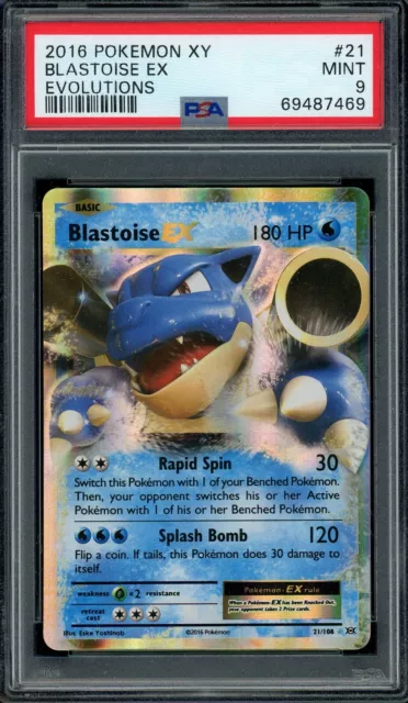 Blastoise EX 21/108 XY Evolutions Holo seltene PSA 9 Pokémonkarte