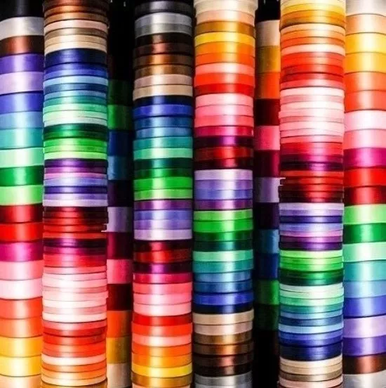 5 meters Satin Ribbon Single Sided 6mm 12mm 25mm 60 COLOURS for Craft Cake Decor