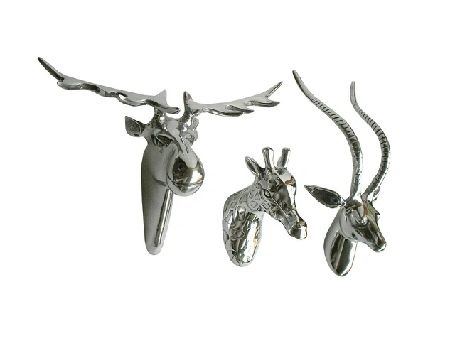 Metal Deer Moose & Giraffe Head set of 3 pcs Wall Mount Stag Head fx*