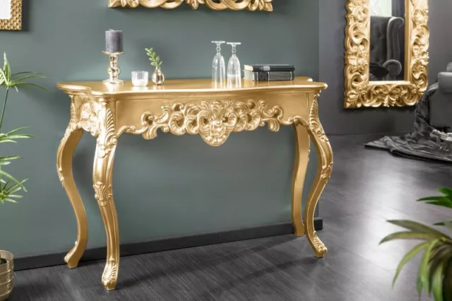 Console Sideboard Gold Antique Finish Luxurious Palatial Baroque Rococo Tray Wow