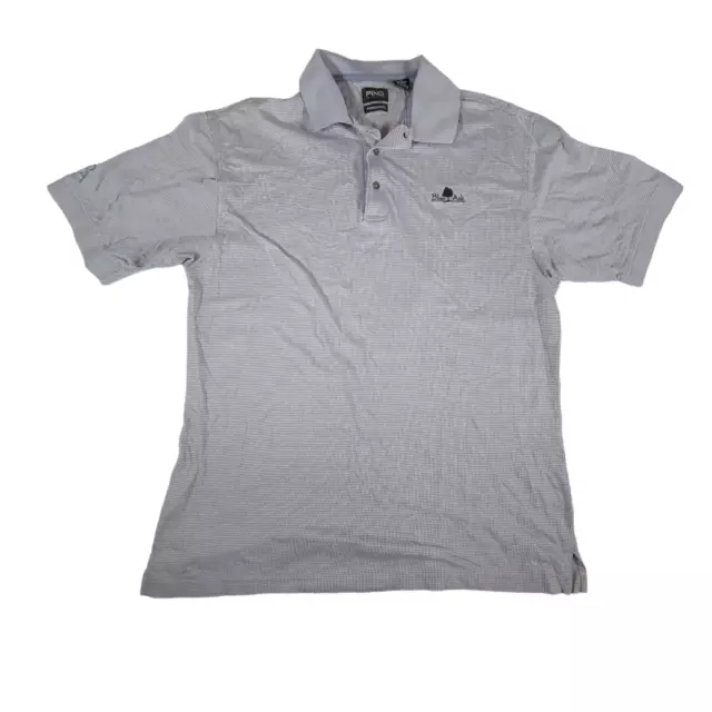 PING GOLF POLO Shirt Mens Large Mercerized Cotton Gray Houndstooth