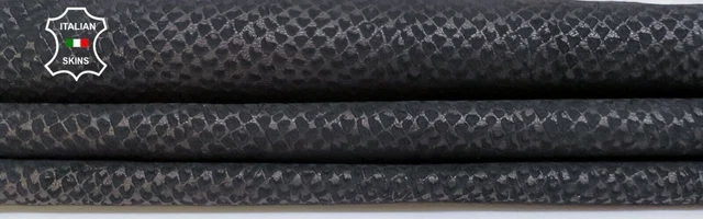 DE COLECCIÓN NEGRO ESTAMPADO DE SERPIENTE EN Suave Italiana Cuero Piel de Cordero Cuero 6sqf 0.8mm B5586