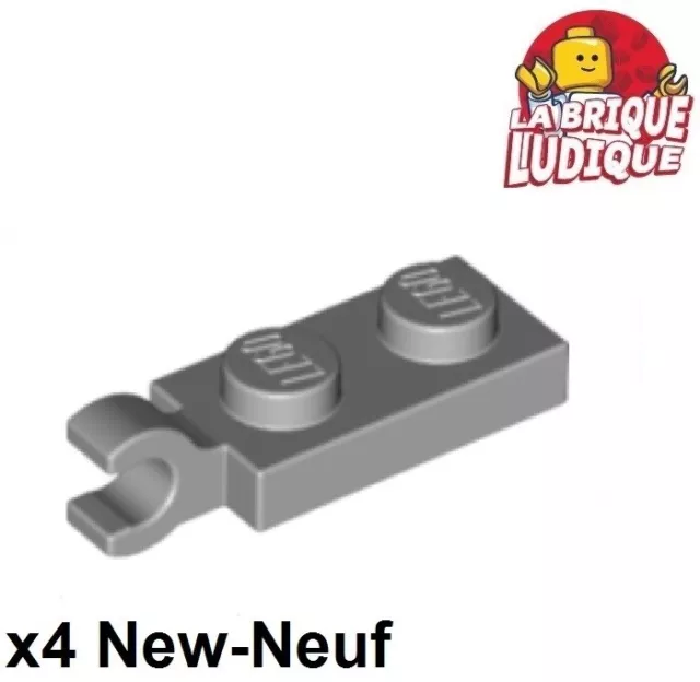 Lego 4x Plate Modified 1x2 Clip Horizontal on End gris/light bluish gray 63868