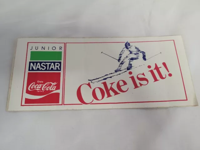 Coca Cola Junior Nastar 1980's Vintage Unused Bumper Sticker 9" x 4"