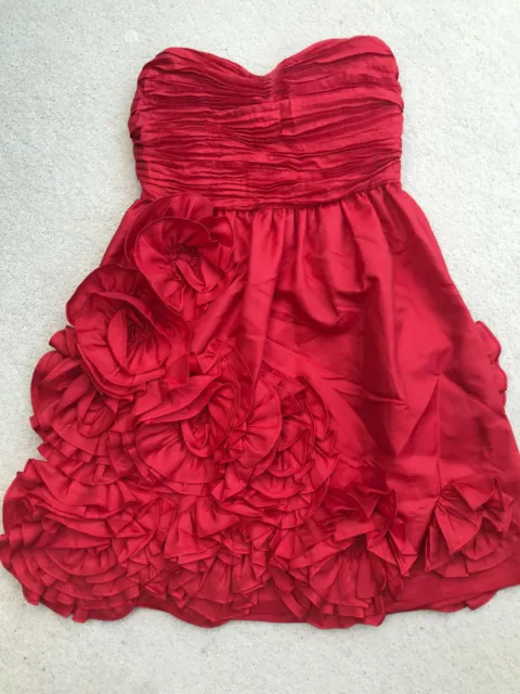 ~River Island Red Prom Party Dress, Short, Flowers, Size 8 Bnwt Rrp £59.99~