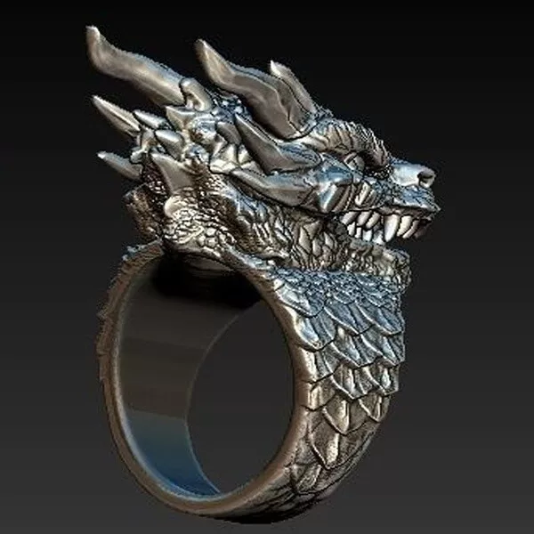 Retro Men Viking Dragon Rings Gothic Punk Biker Jewelry Ring Gift Size 6-13