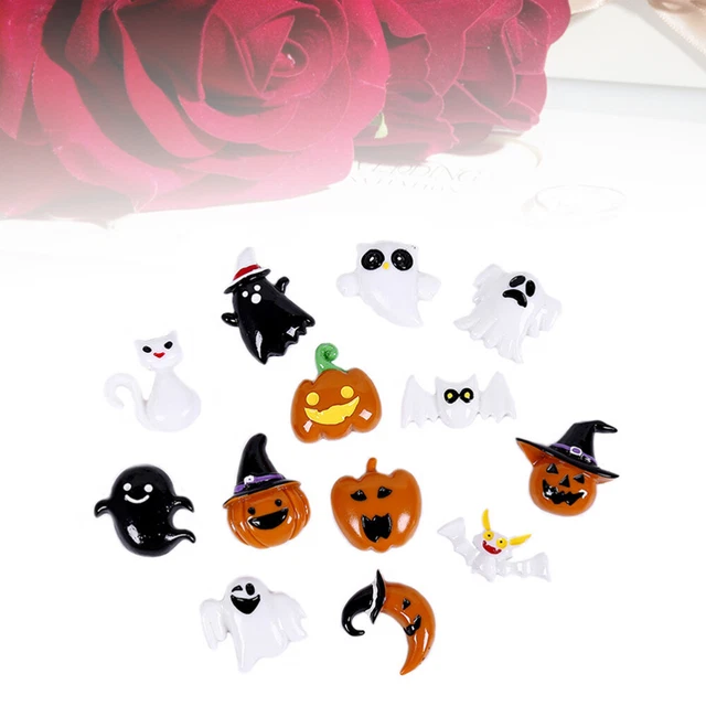 10 piezas Accesorios en forma de calabaza hágalo usted mismo Skeleton Ghost Shaped Resin Accesorios
