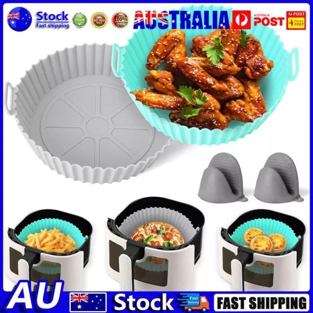 AU Silicone Air Fryer Liners Reusable 2 Pack-7.9 in Air Fryer Basket for Food Sa