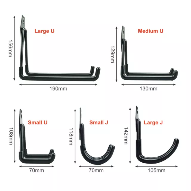 Black Heavy Duty Hook Garage Storage Wall Mounted Home Tool Bracket Organizer