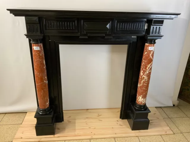 ANTIKE KAMINUMRANDUNG MARMOR KAMIN UM 1920 ART DECO MASSIVE SÄULEN 147cm HOCH