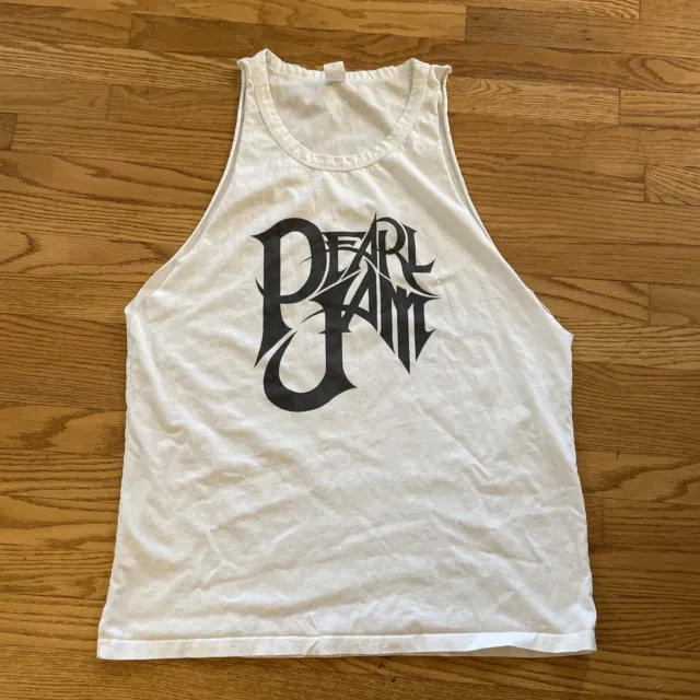 Pearl Jam White Cut Off Tank Top Tee Shirt Large