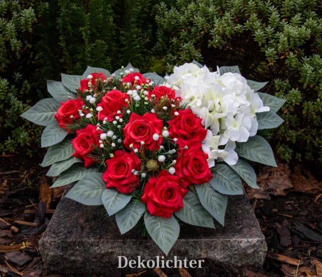 Grabgesteck  Blumengesteck Grabschmuck Gesteck Kunstblumen Herz Kunstgesteck