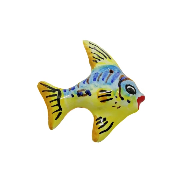 Poisson Décoratif En Céramique Artisanal Vietri - Variété Ciclide, Couleurs Variées - Neuf