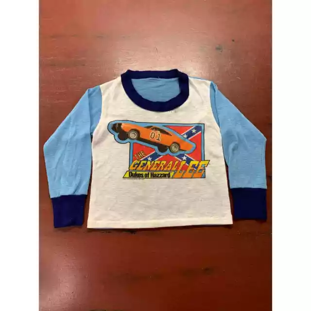 Dukes of Hazzard Shirt Vintage Boys PJ Pajamas 1981 Long Sleeve General Lee Blue