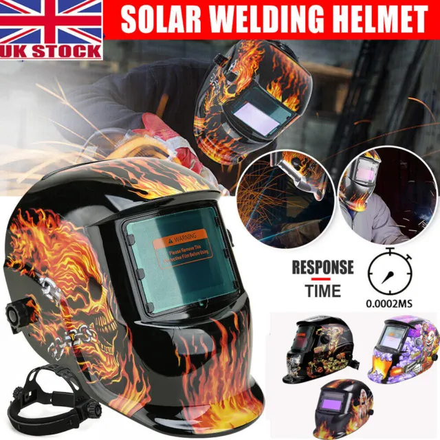 NEW Auto Darkening Welding Helmet Mask Welders Grinding Function Solar Power UK