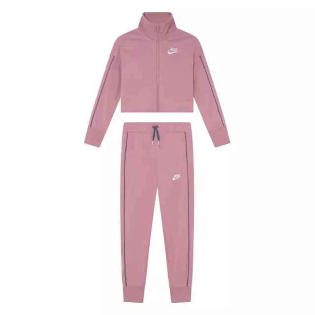 Tuta completa Nike bambina felpa con zip e pantalone con coulisse casual logo 3