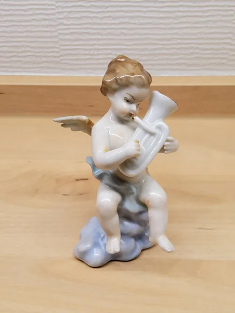 musizierender Porzellan Engel mit Tuba auf Wolke (ca. 10,5 cm) Unterweißbacher