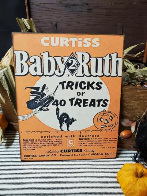 Old Vintage Antique Retro Style Advertising Halloween Baby Ruth Candy Box  Sign