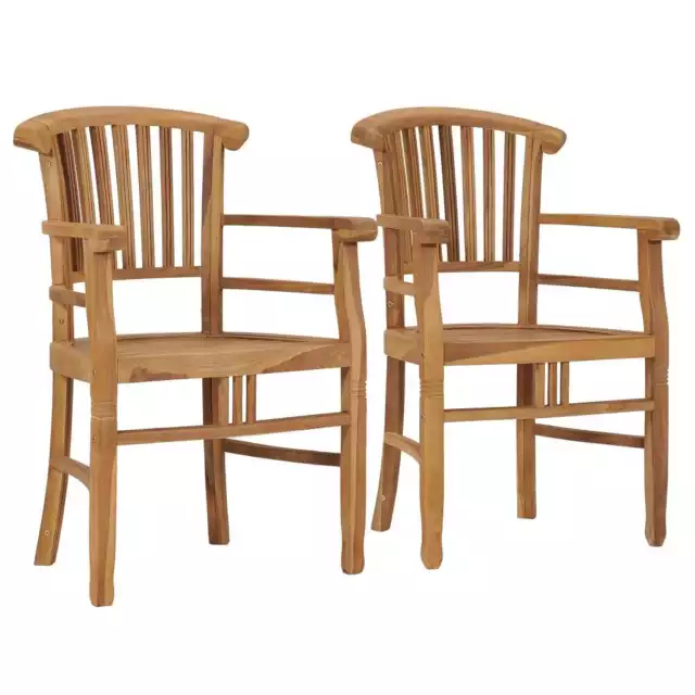 2x Solid Teak Wood Garden Chairs Outdoor Seating with/without Armrest vidaXL