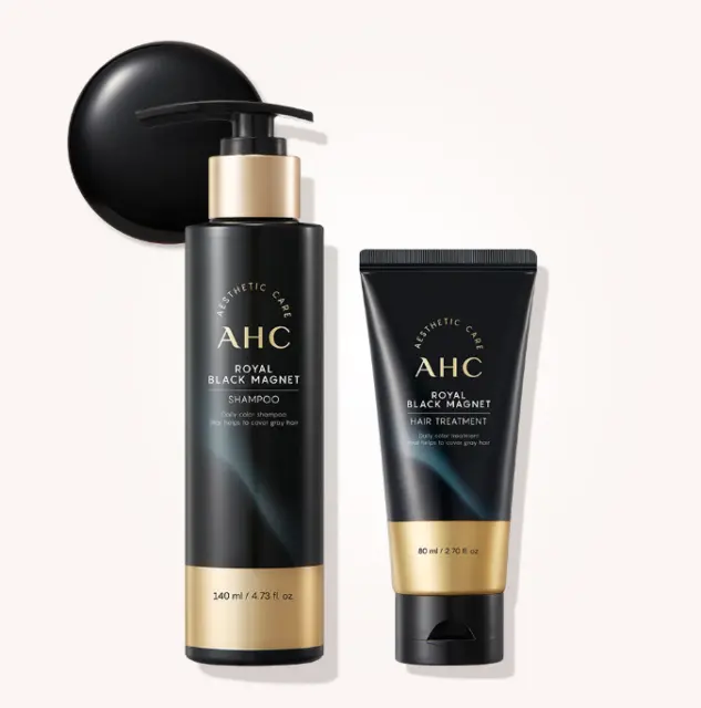 Champú AHC Royal Black Magnet 140 ml + tratamiento capilar 80 ml anti pérdida de cabello K-Beau