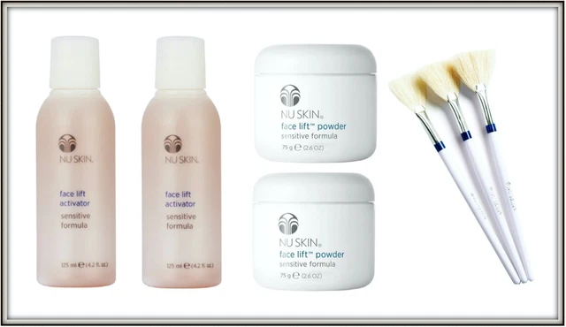 (2 Sets) NuSkin FACE LIFT POWDER & ACTIVATOR (SENSITIVE FORMULA) + 3 Fan Brush