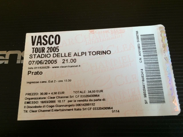 Ticket Vasco Rossi Tour Buoni O Cattivi